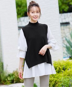 Tiaclasse L 【洗える】着回し自在のニットベスト＆フレア袖チュニックセット
