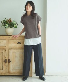 ANY レイヤード布帛ドッキングタンクトップ