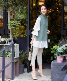 Tiaclasse L 【洗える】着回し自在のニットベスト＆フレア袖チュニックセット