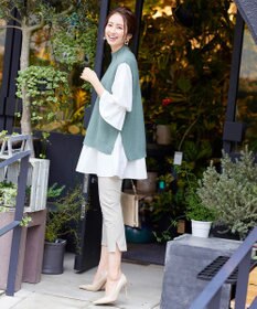 Tiaclasse L 【洗える】着回し自在のニットベスト＆フレア袖チュニックセット