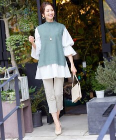 Tiaclasse L 【洗える】着回し自在のニットベスト＆フレア袖チュニックセット