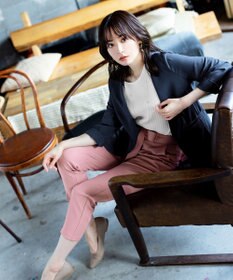 Tiaclasse L 【洗える】美脚効果も叶うリボン付きテーパードパンツ