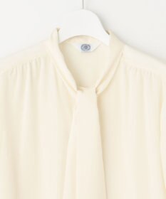 J.PRESS LADIES L 【洗える】ピーチサテン ボウタイ ブラウス