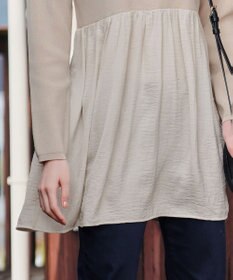 Tiaclasse L 【洗える】ヴィンテージサテンドッキングニットチュニック