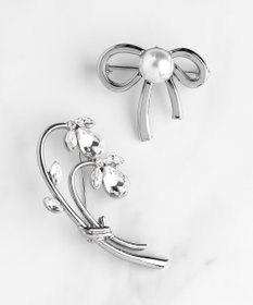 TOCCA RIBBON＆FLOWER BROOCH NECKLACE 2セット ブローチネックレス