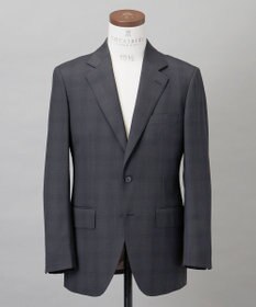 GOTAIRIKU 横に伸びる【TasmaniaWool/タマニアウール】ストレッチ スーツ_グレー格子柄