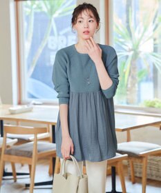 Tiaclasse L 【洗える】ヴィンテージサテンドッキングニットチュニック