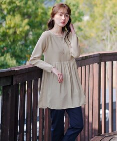 Tiaclasse L 【洗える】ヴィンテージサテンドッキングニットチュニック