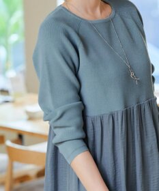 Tiaclasse L 【洗える】ヴィンテージサテンドッキングニットチュニック