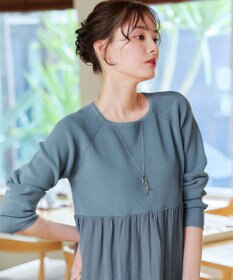 Tiaclasse L 【洗える】ヴィンテージサテンドッキングニットチュニック