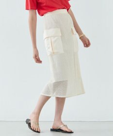 BEIGE， NIGELLA / 異素材MIXコットンレースビックポケットスカート