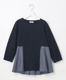 ANY SIS 【洗える】異素材コンビペプラム トップス