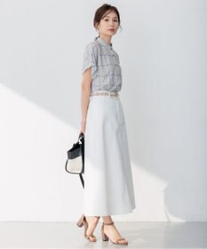 組曲 L 【洗える】シアーチェック ブラウス