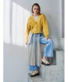 YECCA VECCA タックスリットVネックカーディガン