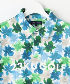 23区GOLF 【MEN】【UVカット】草花柄プリントポロシャツ