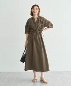 YECCA VECCA <<UVカット>>ドロストギャザー袖ワンピース