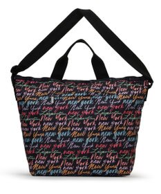 LeSportsac DELUXE EASY CARRY TOTE/NYCスクリプトブラック