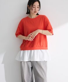 Green Parks 裾フリルドッキング５分袖プルオーバー