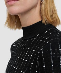 JOSEPH 【洗える】フラグメントストライプ　モックネックニット