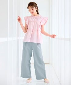 Feroux 【洗える】ペプラムシルエットフリルブラウス