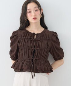 earth music&ecology レースティアードシャーリングブラウス