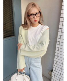 Green Parks ショート丈ミラノリブカーディガン