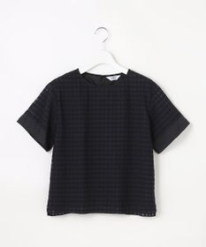 J.PRESS LADIES 【一枚で着映え】シアーギンガム クルーネック カットソー