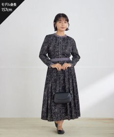 Tiaclasse L 【安田美沙子さん着用・新色/XSサイズ追加・洗える】フラワープリント配色ワンピース