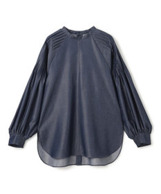 UNFILO シャンブレーデニム ショルダータックブラウス