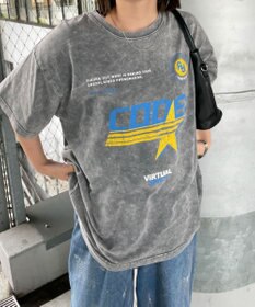 WEGO 【綿100%】ヴィンテージウォッシュグラフィックTシャツ