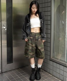 WEGO グラフィックショートZIPパーカー