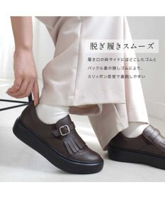 Pointer 日本製 本革フリンジ付き厚底ローファー