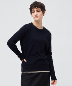 BEIGE， 【洗える】POMPE / ウールカシミヤ配色リブクルーネック