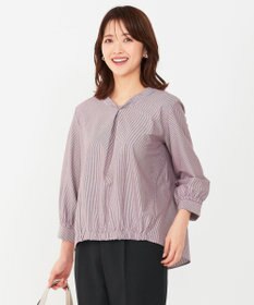 ANY SIS 【洗える】シルケットジャージーストライプ ブラウス