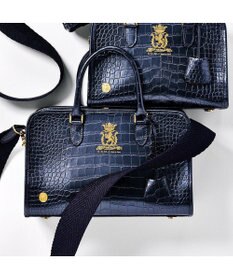 A.D.M.J. 【牛革】クロコ型押しヘリ巻きボストン28cm