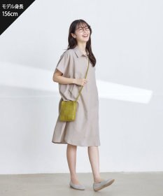 Tiaclasse 【洗える】フレンチスリーブリネンチュニックシャツ