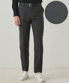 GOTAIRIKU ロングセラー【洗える/折り目加工/シワになりにくい/ウエストアジャスター】ウォッシャブル サマーウール100％パンツ_限定色(ノータック)25年モデル 新色/グレー×細チェック