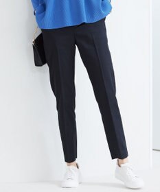 自由区 【UVカット・接触冷感・洗える】コットンサテンテーパード パンツ ネイビー