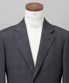 GOTAIRIKU 横に伸びる【TasmaniaWool/タマニアウール】ストレッチ スーツ_グレー格子柄