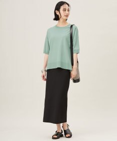 自由区 【接触冷感・UVカット・WEB限定カラーあり】クレープストレッチプルオーバー ニット