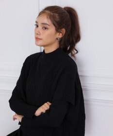 Tiaclasse 【2点セット】ケーブルトップス＆ニットワンピースセット