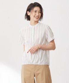 J.PRESS LADIES 【洗える】キュプラローン ストライプ ブラウス