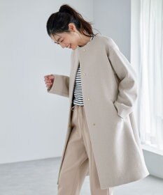 ANY 【防風裏地】ウールブレンドノーカラーコート