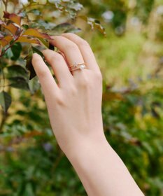 Tiaclasse フラワー＋パールダブルリング