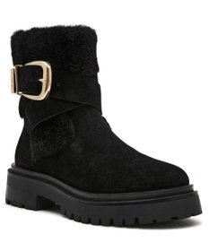 STEVE MADDEN LODGE ファースエードバックルショートブーツ