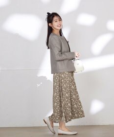 Tiaclasse 【洗える】ギャザースリーブ花柄ワンピース