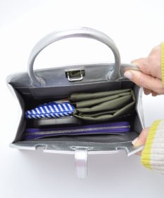 blancle メタリックレザー ワンハンドルフォーマルバッグ