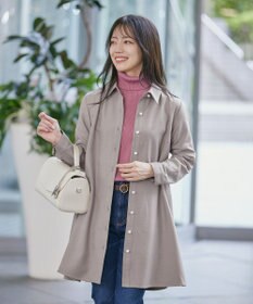 Tiaclasse 【洗える】ウール調パールボタンシャツチュニックブラウス