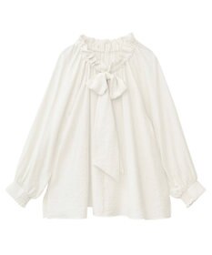 YECCA VECCA フリルギャザーボウタイブラウス