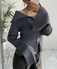 WEGO ダブルジップオフショルニット